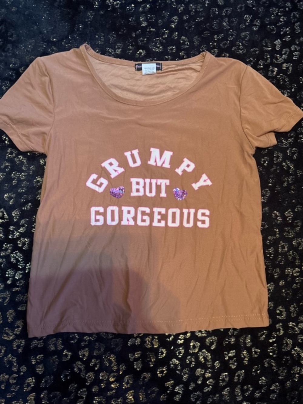 “Grumpy but Gorgeous” Pajama Set with Cheetah Print Jogger Pants